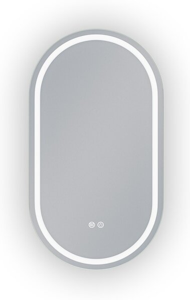 Erga Lyra, oglindă ovală LED 50x90cm, 3 culori de lumină, iluminare față și spate, pernă încălzitoare anti-aburire, ERG-V01-LYRA-5090-CL