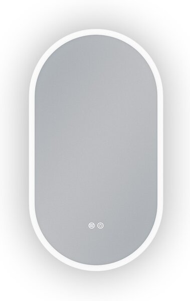 Erga Demi, oglindă ovală LED 50x90cm, 3 culori de lumină, iluminare frontală, pernă încălzitoare anti-aburire, ERG-V01-DEMI-5090-CL