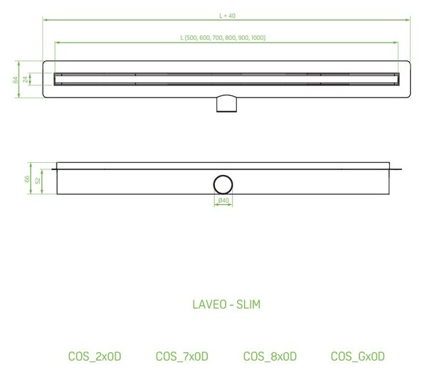 Rigolă de duș Laveo Slim 50cm, aurie, LAV-COS_G50D