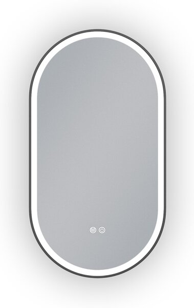 Erga Gwen, oglindă ovală LED 50x90cm cu ramă metalică neagră, 3 culori de lumină, iluminare frontală, pernă încălzitoare anti-aburire, ERG-V01-GWEN-5…