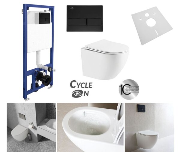Laveo Laveo, set suspendat încastrat Akan + vas WC suspendat Desna cu capac WC duroplast, sistem Vortex, alb lucios, LAV-SETDESNABK