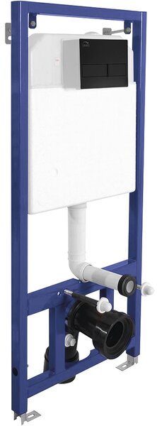 Erga Erga, set suspendat încastrat Laveo Akan + vas WC suspendat Lily+ cu capac WC duroplast + buton de spălare, negru mat, ERG-SETLAVLILYWHBK