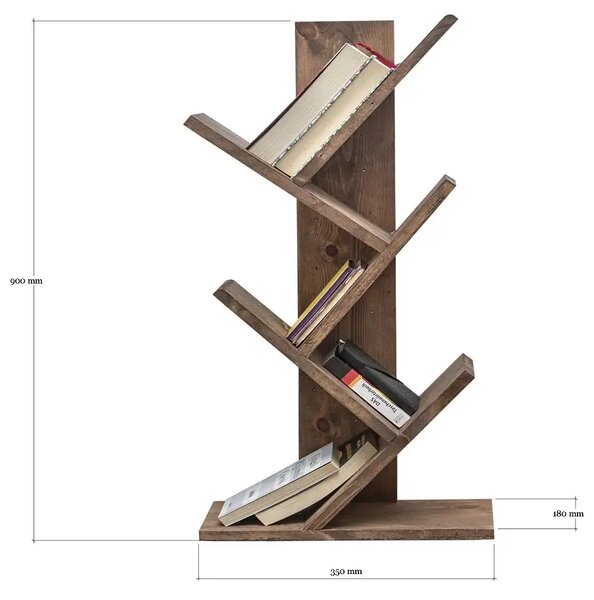 Biblioteca Cady culoare nuc 90 cm