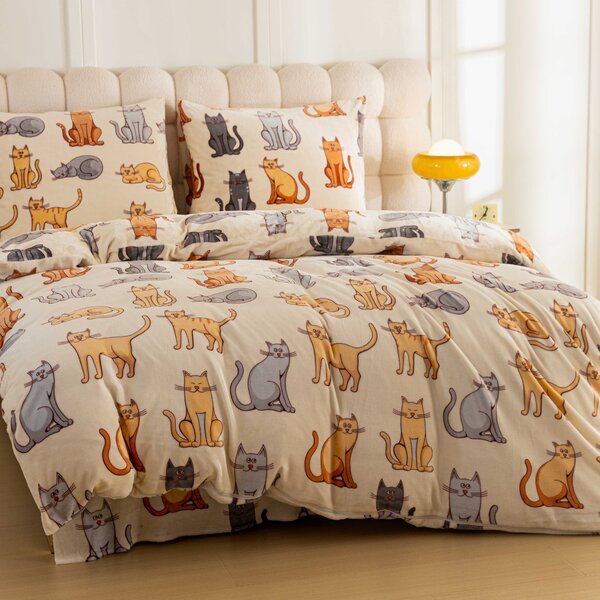 Lenjerie cocolino COLORED CATS crem Dimensiunile lenjeriei: 70 x 90 cm | 140 x 200 cm