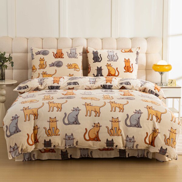 Lenjerie cocolino COLORED CATS crem Dimensiunile lenjeriei: 70 x 90 cm | 140 x 200 cm