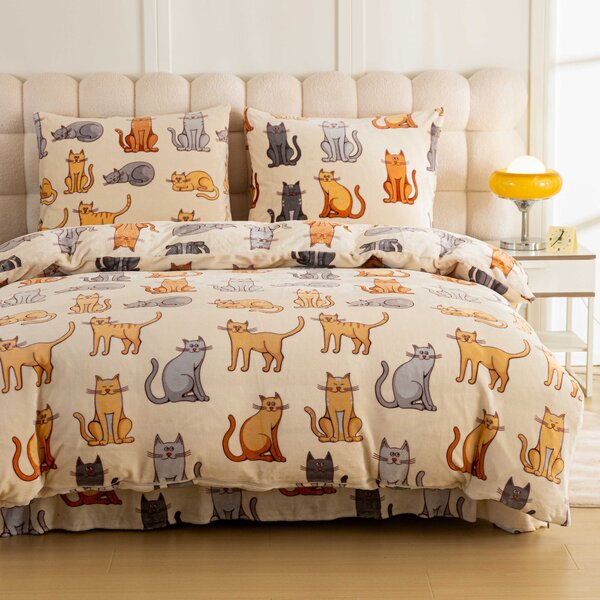 Lenjerie cocolino COLORED CATS crem Dimensiunile lenjeriei: 70 x 90 cm | 140 x 200 cm
