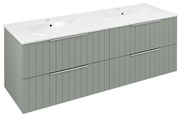 Sapho Sapho, dulap lavoar CIRASA cu chiuveta dubla 141x54x46cm, banda verde, CR141-4444S-21