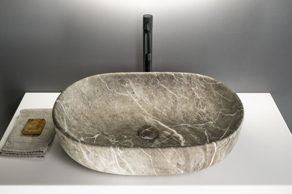 Sapho Sapho, lavoar ceramic de blat CALEO 60x42cm, marmură breccia, CA590BM