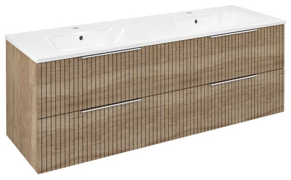 Sapho Sapho, Dulap chiuveta CIRASA cu chiuveta dubla 141x54x46cm, stejar alabama strip, CR141-2322-21