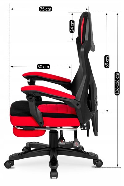 JAKS Scaun de gaming BING negru roșu