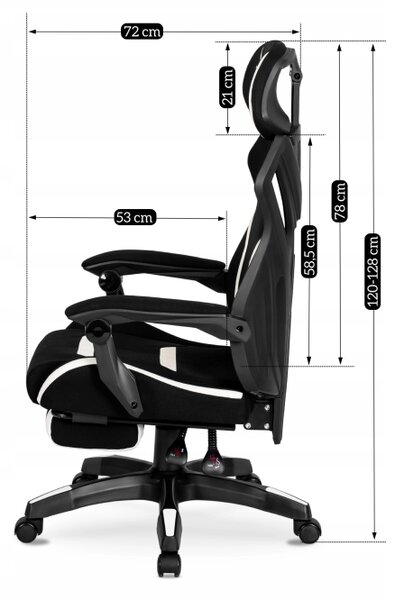 JAKS Scaun de gaming MAXIMO alb și negru