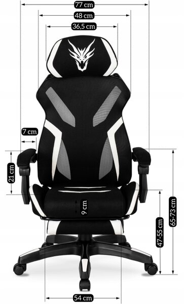 JAKS Scaun de gaming MAXIMO alb și negru