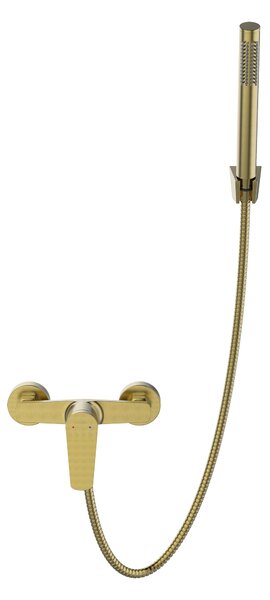 Invena Alonia, baterie de duș cu montare pe perete și set de duș manual, auriu mat, INV-BN-70-009-V
