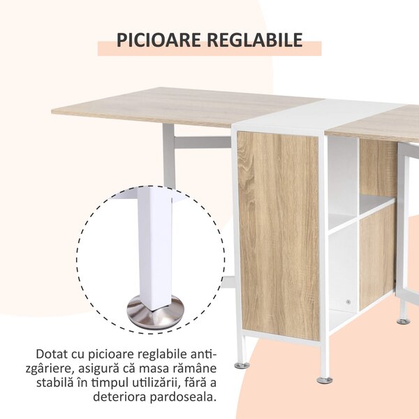 HOMCOM Masa pliabila cu 4 Compartimente, mobilier pentru bucatarie | Aosom Ro