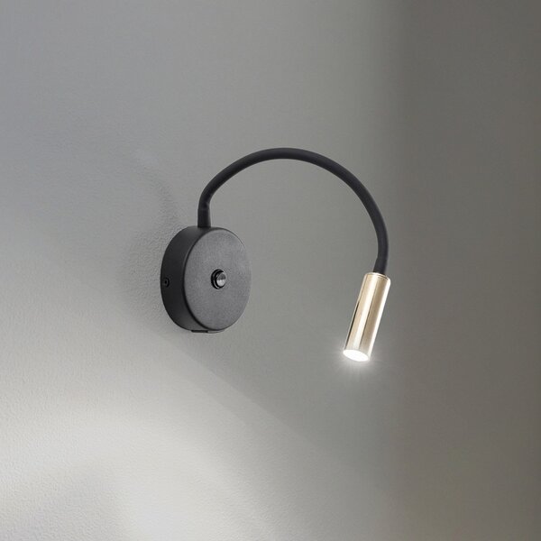 TK Lighting Aplică de perete Lagos USB, negru/auriu, 27 cm, lampă citit, G9, Negru, dormitor, Metal, Modern, Soclu de perete jos