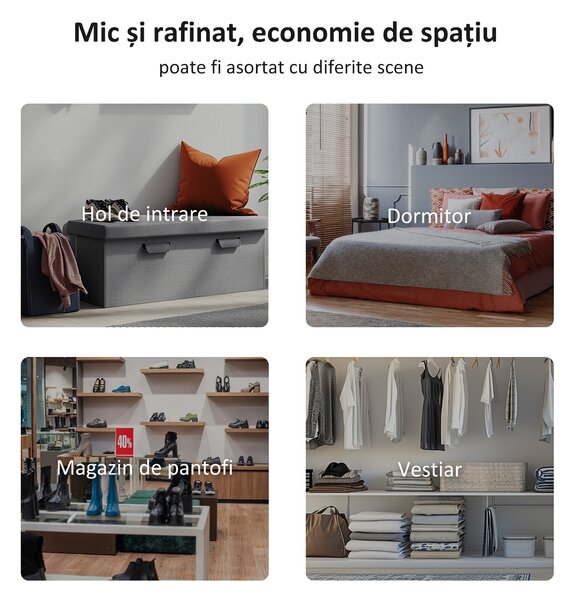 HOMCOM Bancă Modernă pentru Dormitor, Captușită, cu Cotiere Rotunjite, Confortabilă, Gri, Design Elegant | Aosom Romania