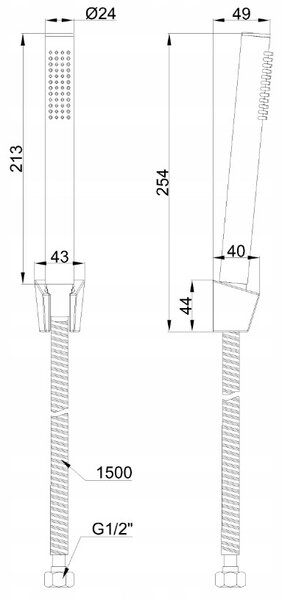 Invena Alonia, set de duș manual, cu 1 funcție, negru lucios, INV-AU-70-M04-V
