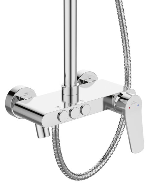 Invena Alonia, set de duș cu duș manual și cap de duș, cromat, INV-AU-70-D01-V