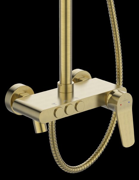 Invena Alonia, set de duș cu duș manual și cap de duș, auriu mat, INV-AU-70-D09-V