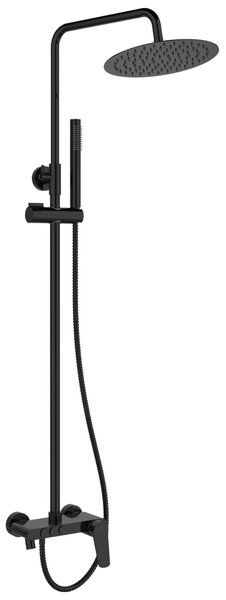 Invena Alonia, set de duș cu duș manual și cap de duș, negru lucios, INV-AU-70-D04-V