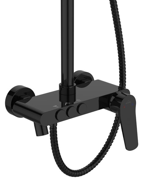 Invena Alonia, set de duș cu duș manual și cap de duș, negru lucios, INV-AU-70-D04-V