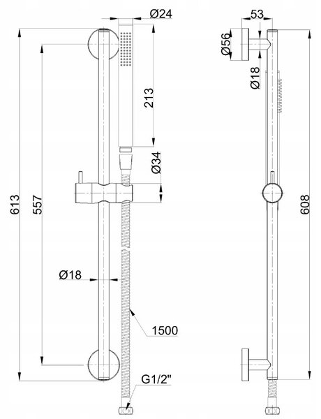 Invena Alonia, coloană de duș cu set de duș manual, 1 funcție, cromat, INV-AU-70-Z01-V