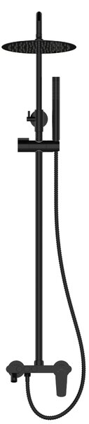 Invena Alonia, set de duș cu duș manual și cap de duș, negru lucios, INV-AU-70-D04-V