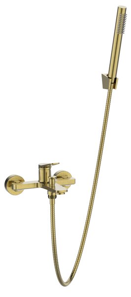 Invena Alonia, baterie de cadă cu set de duș manual, auriu mat, INV-BW-70-009-V