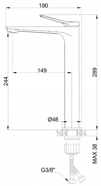 Invena Alonia, baterie lavoar înaltă h-289, auriu mat, INV-BU-70-W09-V