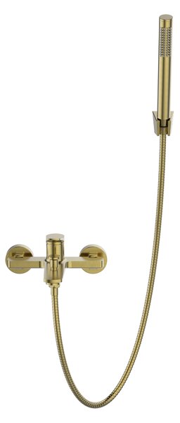 Invena Alonia, baterie de cadă cu set de duș manual, auriu mat, INV-BW-70-009-V