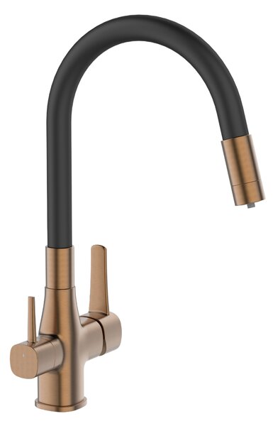 Invena Magic, baterie de lavoar independentă cu braț flexibil și filtru de apă potabilă, negru-cupru mat, INV-BZ-02-F15-V Leták: https://cloud.invena…