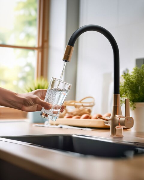 Invena Magic, baterie de lavoar independentă cu braț flexibil și filtru de apă potabilă, negru-cupru mat, INV-BZ-02-F15-V Leták: https://cloud.invena…