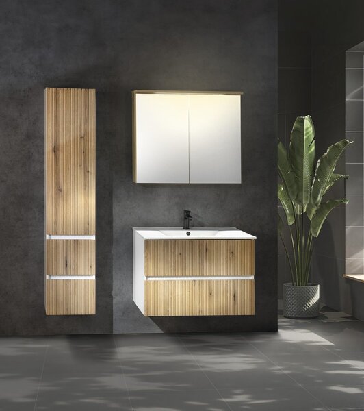 Aqualine Aqualine, Mobilier lavoar PANEDA STRIP 119x55x45.2cm, stejar Emporio, PN312