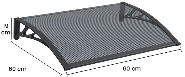 Copertină PREMIUM 60x60 cm, placă 6 mm dintr-o bucată – Negru/Antracit
