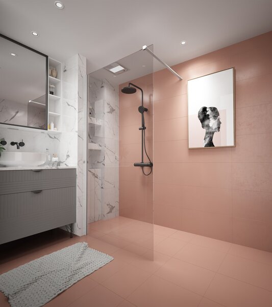 Erga Paris, Paravan de duș walk-in 30x200 cm, sticlă transparentă de 8 mm, profil alb mat, ERG-V02-PARIS-030x200-CL-WH