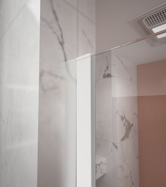 Erga Paris, Paravan de duș walk-in 30x200 cm, sticlă transparentă de 8 mm, profil alb mat, ERG-V02-PARIS-030x200-CL-WH