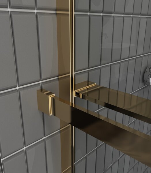 Erga Paris, Paravan de duș walk-in 110x200 cm, sticlă gri 8mm, profil auriu strălucitor, ERG-V02-PARIS-110x200-GR-GD