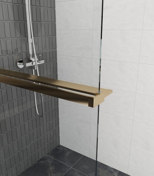 Erga Paris, Paravan de duș Walk-In 30x200 cm, sticlă transparentă de 8 mm, profil auriu mat, ERG-V02-PARIS-030x200-CL-GB