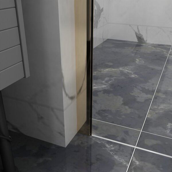 Erga Paris, Paravan de duș Walk-In 50x200 cm, sticlă transparentă de 8 mm, profil auriu lucios, ERG-V02-PARIS-050x200-CL-GD
