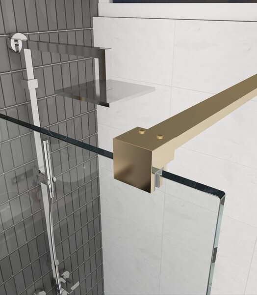 Erga Paris, Paravan de duș Walk-In 50x200 cm, sticlă transparentă de 8 mm, profil auriu lucios, ERG-V02-PARIS-050x200-CL-GD