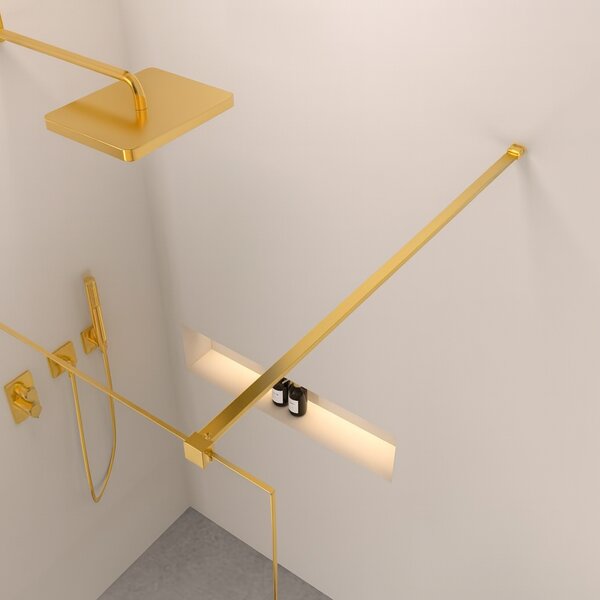 Erga Paris, suport stabilizator pentru paravane de duș cu grosimea sticlei de 8 mm, lungime maximă 150 cm, auriu strălucitor, ERG-V02-PARIS-BAR-GD