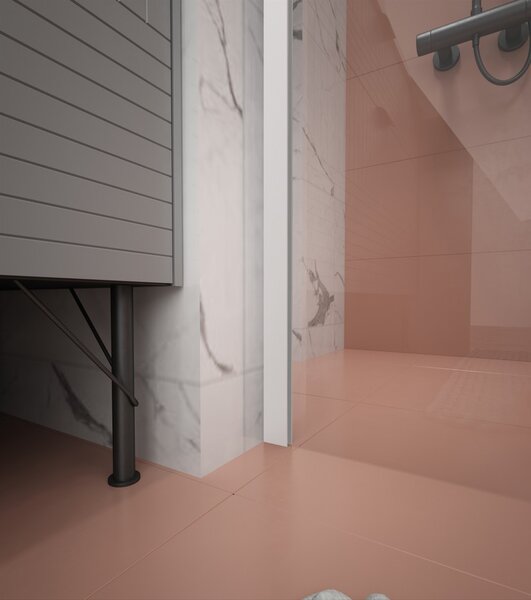 Erga Paris, Paravan de duș walk-in 30x200 cm, sticlă transparentă de 8 mm, profil alb mat, ERG-V02-PARIS-030x200-CL-WH