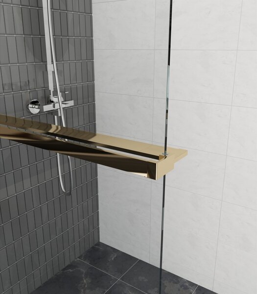 Erga Paris, Paravan de duș walk-in 110x200 cm, sticlă gri 8mm, profil auriu strălucitor, ERG-V02-PARIS-110x200-GR-GD