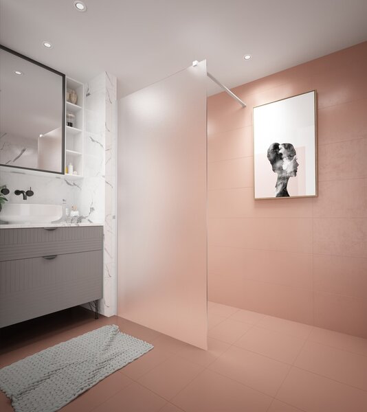 Erga Paris, Paravan de duș walk-in 50x200 cm, sticlă mată 8mm, profil alb, ERG-V02-PARIS-050x200-FR-WH