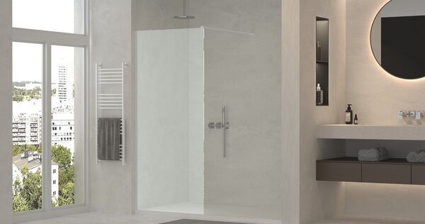 Erga Paris, Paravan de duș walk-in 50x200 cm, sticlă mată 8mm, profil alb, ERG-V02-PARIS-050x200-FR-WH