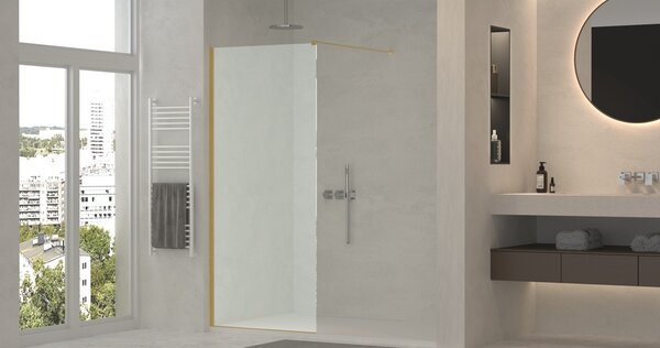 Erga Paris, Paravan de duș Walk-In 50x200 cm, sticlă mată 8mm, profil auriu lucios, ERG-V02-PARIS-050x200-FR-GD
