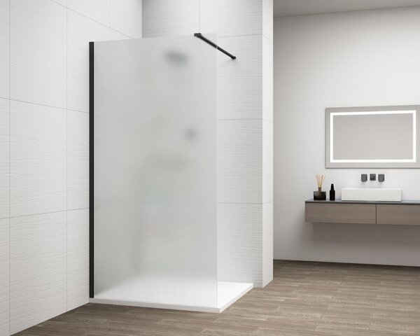 Erga Paris, Paravan de duș walk-in 50x200 cm, sticlă mată 8mm, profil negru, ERG-V02-PARIS-050x200-FR-BK