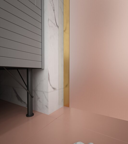 Erga Paris, Paravan de duș Walk-In 50x200 cm, sticlă mată 8mm, profil auriu mat, ERG-V02-PARIS-050x200-FR-GB