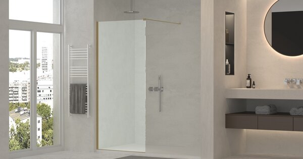 Erga Paris, Paravan de duș Walk-In 50x200 cm, sticlă mată 8mm, profil auriu mat, ERG-V02-PARIS-050x200-FR-GB