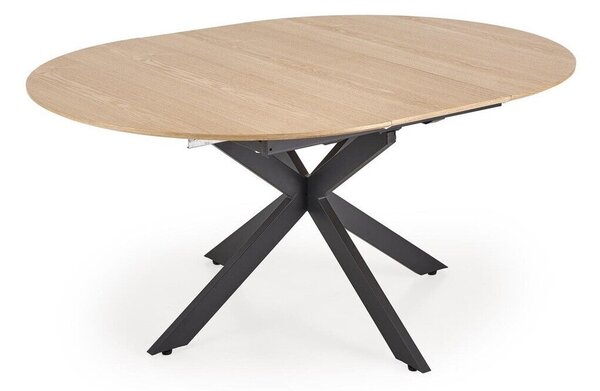 Masă Houston 1963Maro deschis, Negru, 8cm, ExtensieExtensie, Furnir din lemn natural, MDF, Metal